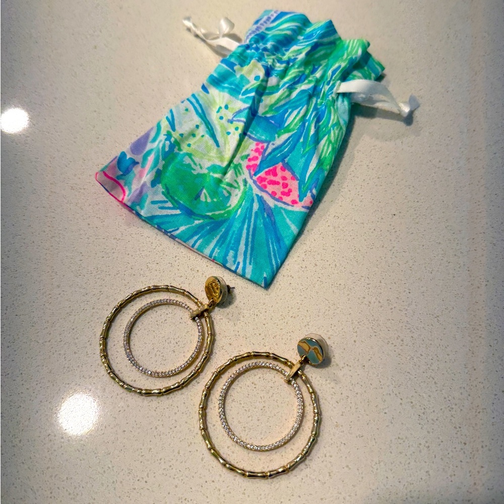 Lilly Pulitzer Gold and Silver Rhinestone Earrings